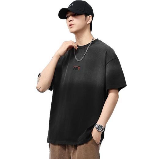 【100%棉】【DQ】大依优型大码男装重磅洗水渐变圆领T恤男宽松潮流纯棉短袖半袖夏季新品上衣 商品图4