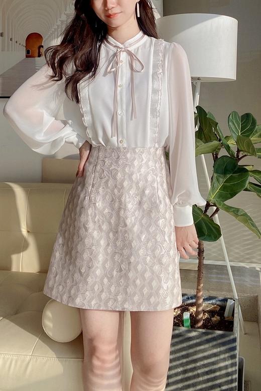 amadella 光泽感几何印花高腰半裙 15528 商品图2