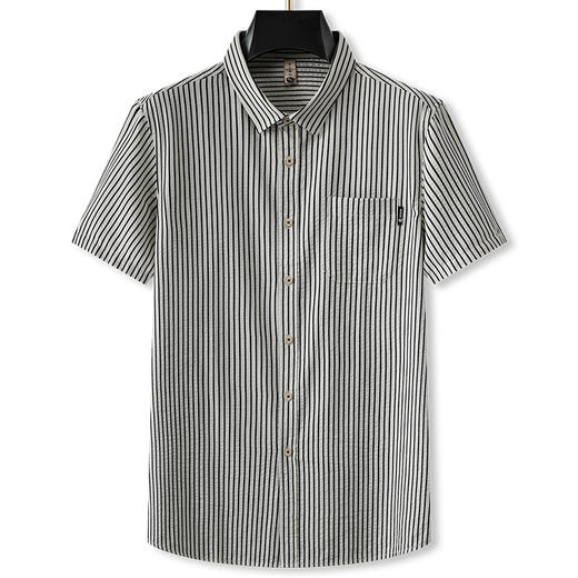 【DG】大依优型大码短袖衬衫经典条纹半袖男式加肥大码夏季薄款上衣肥佬宽松 商品图4