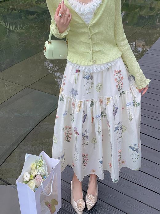 张心子【和风花影】春夏高腰气质显瘦碎花半身裙 U2502022 商品图4