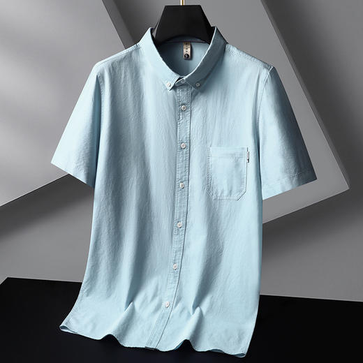 【牛津纺】【100%棉】【DG】大依优型大码短袖衬衫加大码复古打底衫夏季薄款肥佬胖子上衣男士 商品图5