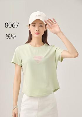 FF竹纤维女士竹棉爱心亮钻圆领半袖8067