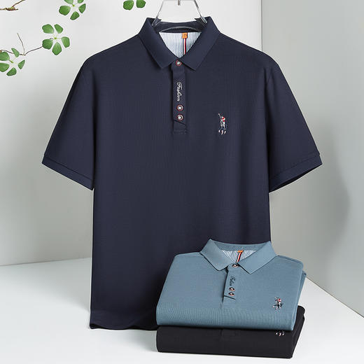 【丝光100%棉】【DWP】大依优型大码短袖POLO衫翻领体恤加肥加大男士大号弹力透气舒适夏季半袖 商品图7