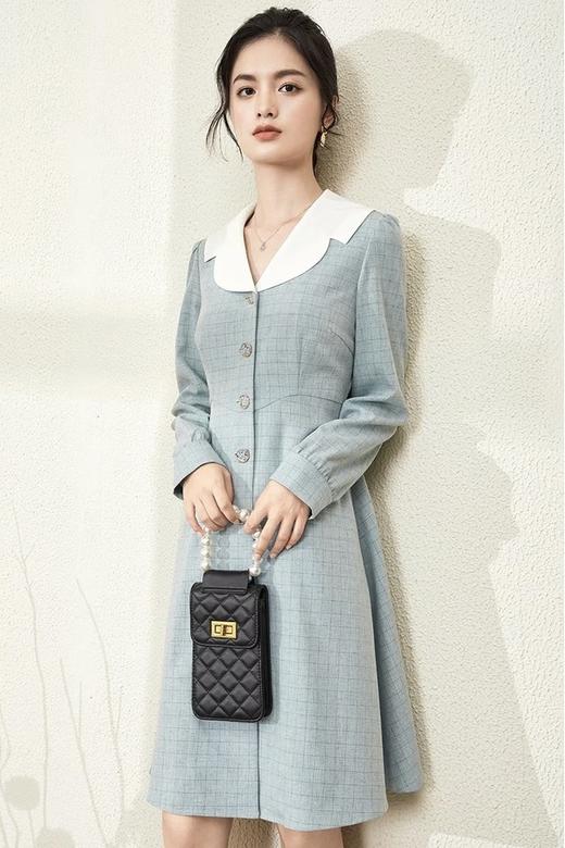 熙然 早春气质翻领单排扣连衣裙 15665 商品图0