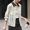 雀说晕染条纹撞色衬衫新款设计感薄款开衫上衣百搭衬衣AL2998 商品缩略图3