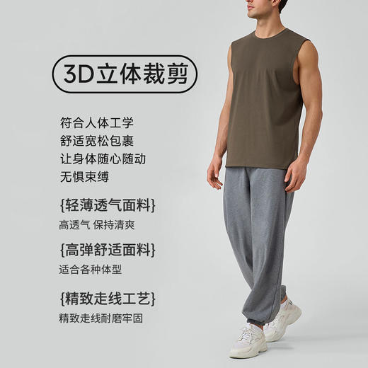 跃牌【欲动春风】男装系列 男士瑜伽运动背心宽肩莫代尔凉感透气宽松坎肩无袖健身上衣51118 商品图3