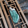【天然正品】A货翡翠AU750白金镶钻镶天然冰种叶子（金枝玉叶）翡翠吊坠项链39.5*17.7*5.6MM（皆取最大值）女士现售价：1180特价！220225AH32 商品缩略图7