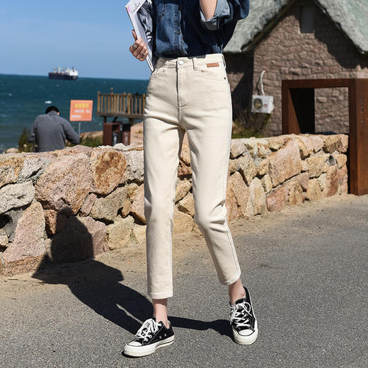 丁摩 烟管裤女春秋季弹力显瘦九分裤直筒牛仔裤女小个子5ZF-18019 商品图6