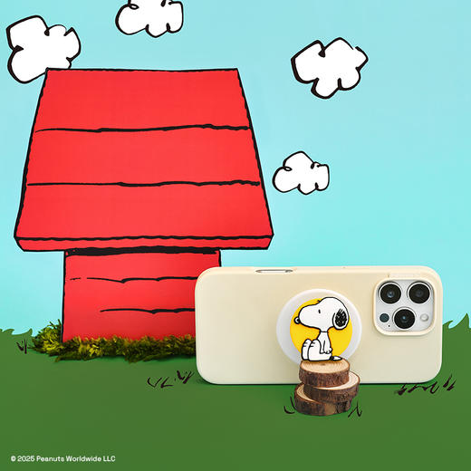 【史努比与朋友们】史努比坐坐 MAGSAFE磁吸手机气囊支架 Round圆啪嗒系列 异形硅胶 黄色 Snoopy 卡通 商品图3