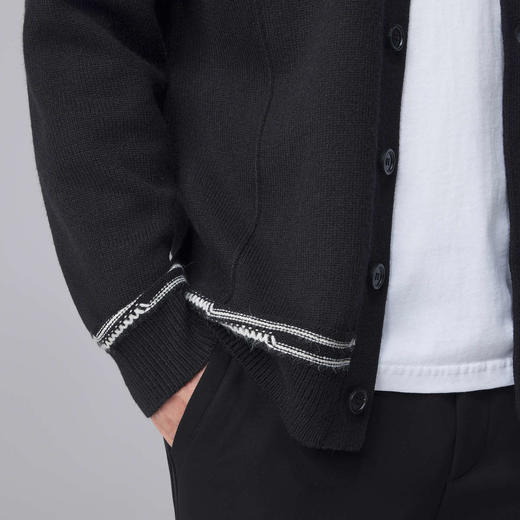 墨麦客男装2024秋冬新款加厚V领夹克男士条纹针织开衫毛衣外套。 商品图3