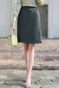 Le Malene 墨绿色高腰A字及膝半裙 15483 商品缩略图0