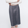 HERLIAN 2025年春季女士灰色打褶设计直筒半身裙 商品缩略图3