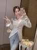 张心子【流光丝滑】春款V领褶皱醋酸气质显瘦上衣 U2502050 商品缩略图2