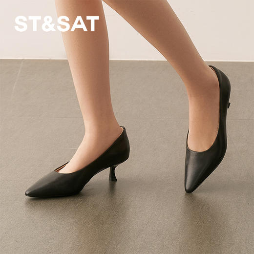星期六经典简约素面尖头低跟鞋SSD1111203 商品图2