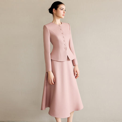 IWY/粉色温柔风西装套裙女秋季新款气质通勤职业装伞裙两件套时尚通勤职业装C2103+S2112 商品图2