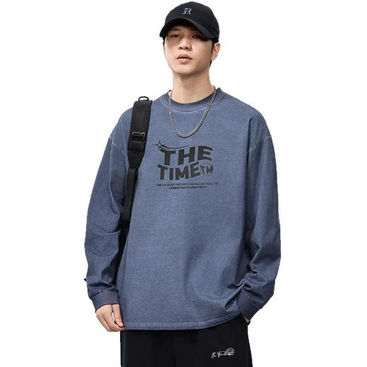 【DQ】大依优型大码男装280G美式复古长袖T恤男宽松炒色做旧上衣春季新品 商品图4