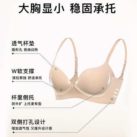 【挺拔防下垂】官网599！无痕提拉聚拢无钢圈文胸  全罩杯大胸显小内衣女薄款文胸罩 商品图2