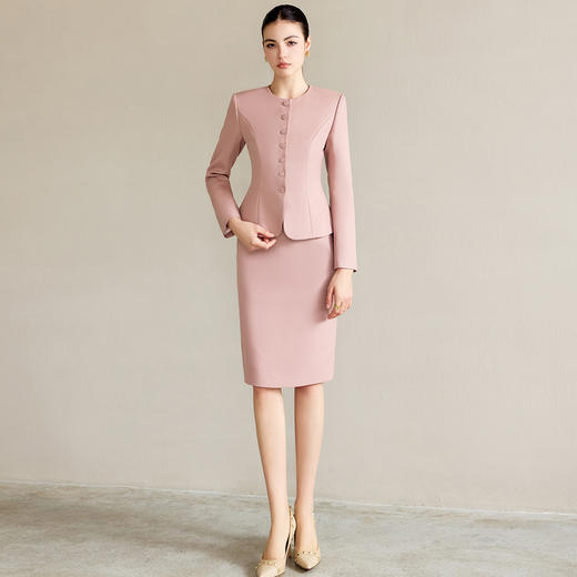 IWY/韩系高级感穿搭套装新款职业装洋气显白粉色西装两件套裙CS2103 商品图0