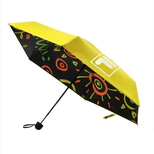 正品飞乐潮流胶囊雨伞可扫码6骨满版印花黑胶防晒晴雨两用胶囊五折伞
【材质】：铝合金+ 树脂+玻纤+黑胶涂层 商品图3