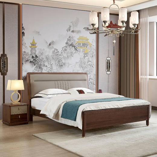 实木床带软包皮床/MC602 商品图0