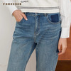 Famecoco商场同款复古水洗拼接磨毛通勤直筒牛仔裤春款FAB6GA017 商品缩略图4