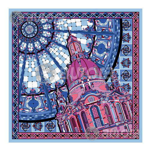 100%桑蚕丝！奥罗拉手工台版印小方巾53X53cm丝巾礼盒装 商品图3