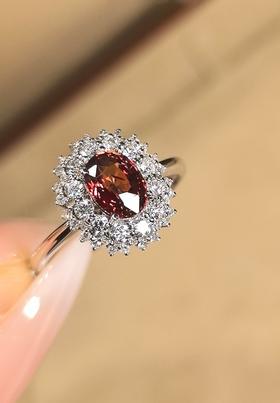 1.11ct刻面帕帕拉恰蓝宝石戒指