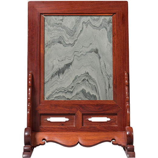 红木镶绿石抱鼓墩座屏 商品图5