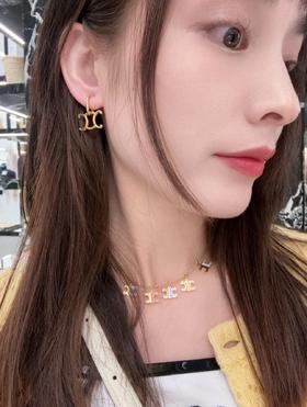 赛家  新款马卡龙色系彩色凯旋门金色项链