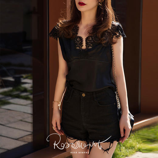 法式可外穿半袖真丝上衣 S923007 商品图1