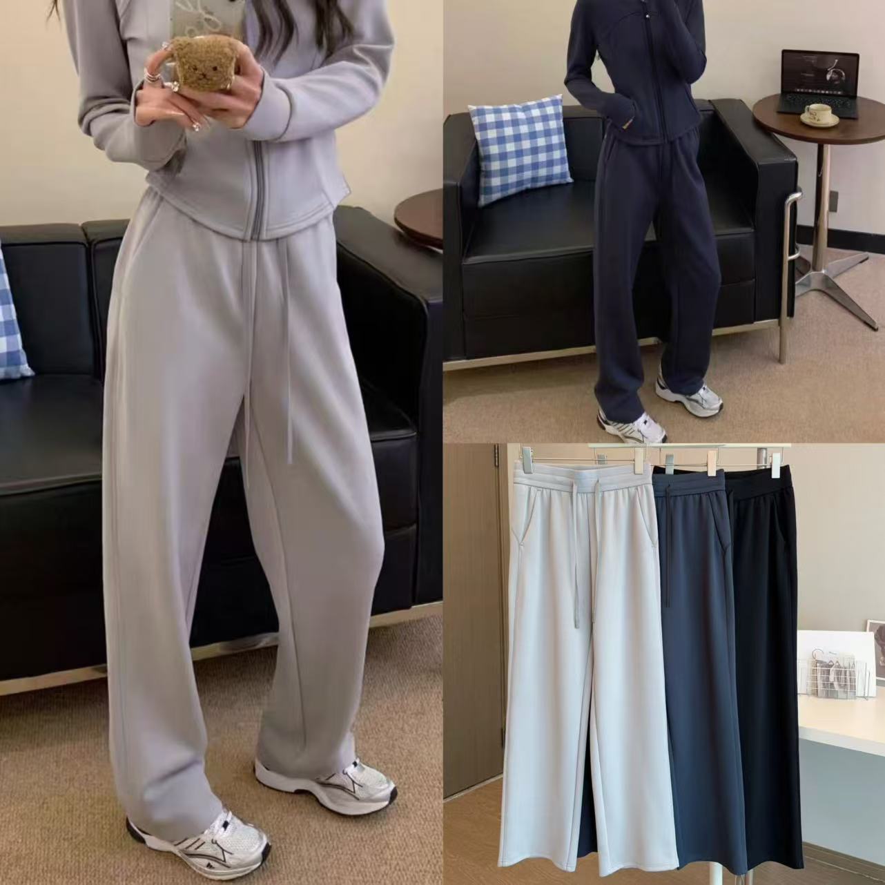 lu家同款！垂感敲好！遮肉显瘦云感阔腿直筒裤！