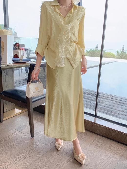 张心子【流光美学】春夏防晒通勤风气质蕾丝披肩衬衣两件套套装 U2502035 商品图8