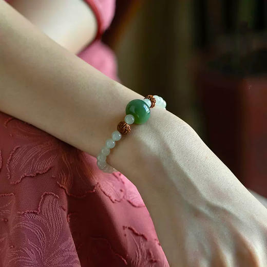 【经典】玺晶级天然和田玉青黛手串6mm  中式风格手链珠串触手细腻通透温润一物一证 商品图1