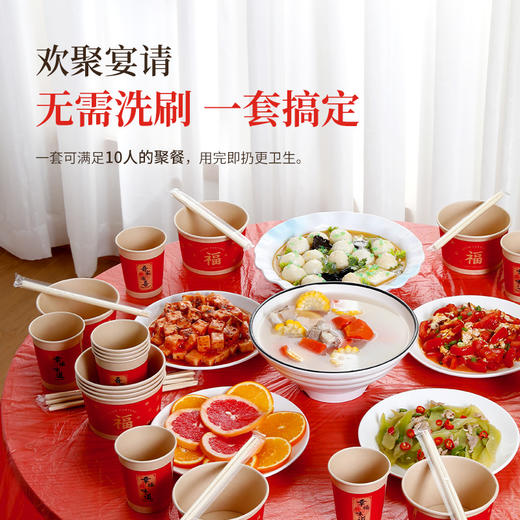 好媳妇一次性碗杯筷子桌布2025年款喜庆婚姻乔迁户外露营餐具套装10人份 商品图2