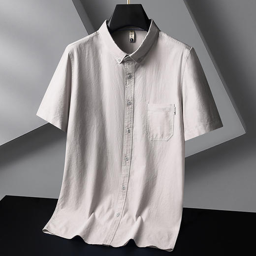 【牛津纺】【100%棉】【DG】大依优型大码短袖衬衫加大码复古打底衫夏季薄款肥佬胖子上衣男士 商品图1