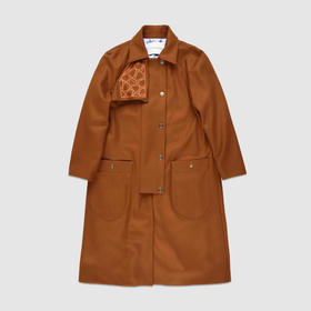 PHILIPPE MODEL 女士字母盾牌徽标印花混纺羊毛大衣 棕色 JATD MW22 37