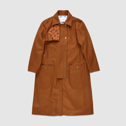 PHILIPPE MODEL 女士字母盾牌徽标印花混纺羊毛大衣 棕色 JATD MW22 37 商品图0