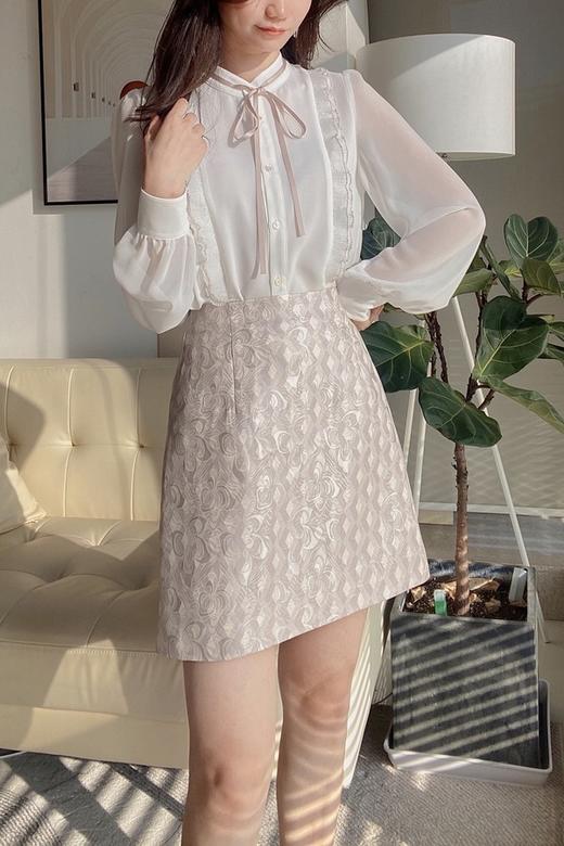 amadella 光泽感几何印花高腰半裙 15528 商品图1