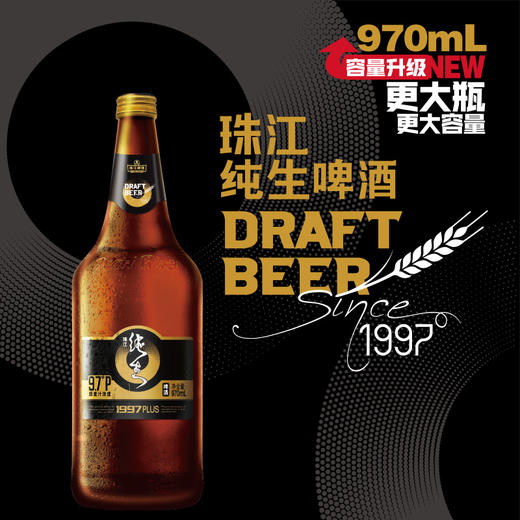 【新品上市】9.7°P珠江纯生啤酒(1997)970mL*6瓶装高人气酒水工厂直销 商品图4