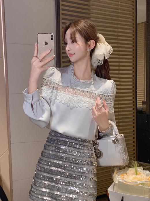 张心子【璀璨生辉】春夏高腰百搭通勤亮片半身裙 U2502053 商品图2