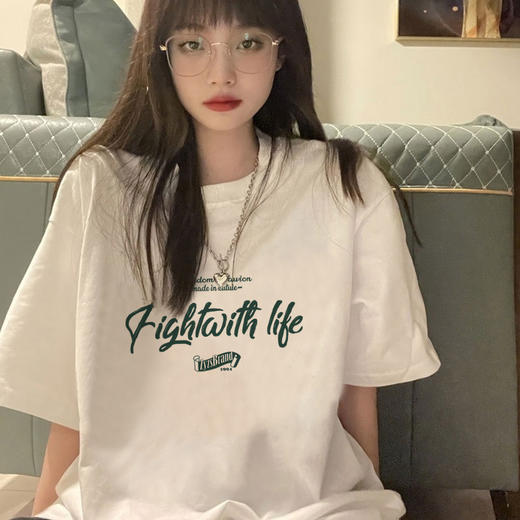 【纯棉短袖t恤】宽松韩版原宿风 新款字母印花 学生全棉体恤ins女装潮  商品图11