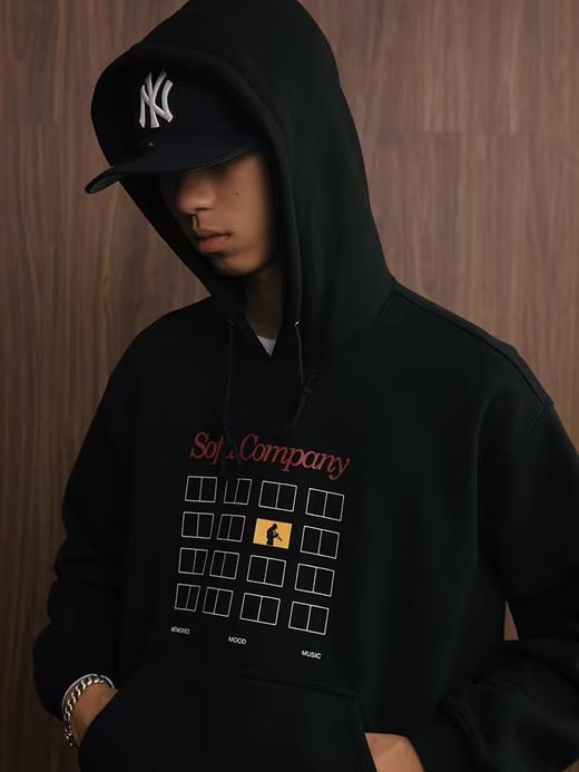 SUPERTOFU(SPTF) /CDT-AW24-H023/爵士剪影图案 加绒连帽卫衣 商品图2
