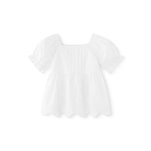 英氏儿童衬衫夏季轻薄透气女童衬衫可爱绣花短袖上衣中大童衣服 商品图4