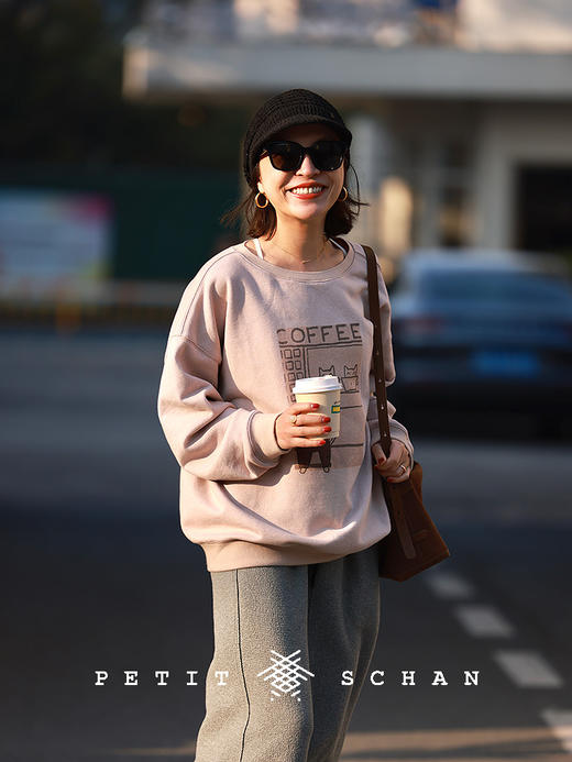 PETIT SCHAN小闪 CLO#739 Wonder Zoo 奇妙动物园 棉木棉混纺休闲印花套头卫衣文化衫 商品图2