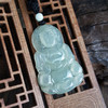 【天然正品】A货翡翠天然冰种浅青坐莲观音（平安、吉祥）翡翠吊坠项链56.2*36.0*5.4mm（皆取最大值）中性款现售价：1180特价！220225AH34 商品缩略图6