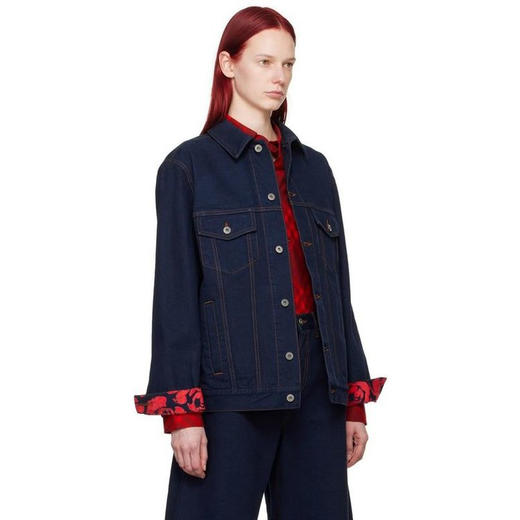 植绒袖口拼接牛仔夹克外套 复古花色植绒图案 精选高品质牛仔布 水洗工艺精湛 色泽自然复古 经典宽松直筒版型 商品图1