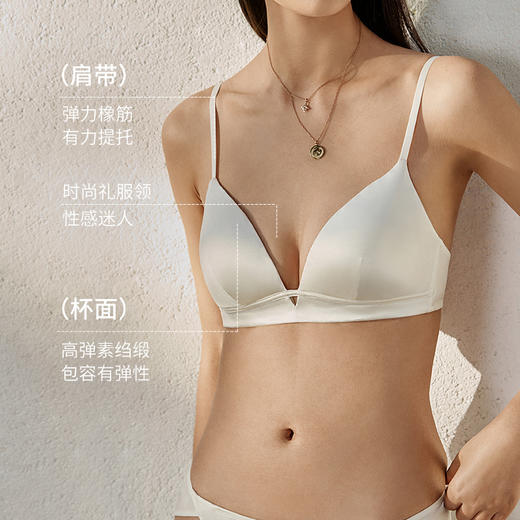 里外桑蚕丝】金三塔双面桑蚕丝缎面文胸女无钢圈性感V领文胸内衣新品（限价款）  NZFFA303 商品图1