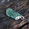 【天然正品】A货翡翠AU750白金镶钻镶天然冰种叶子（金枝玉叶）翡翠吊坠项链39.5*17.7*5.6MM（皆取最大值）女士现售价：1180特价！220225AH32 商品缩略图4