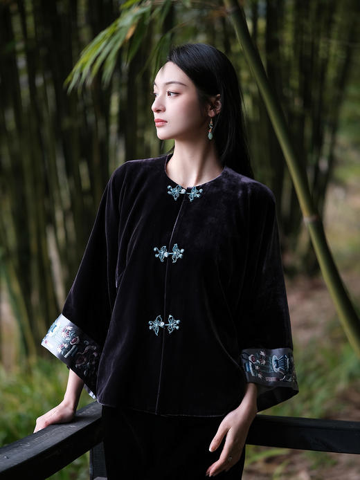 下架|盛唐牡丹&王小潇联名| 平安富贵丝绒褂 商品图4