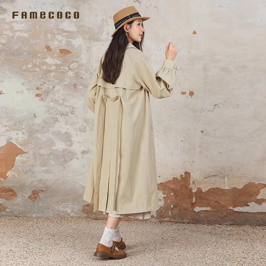 Famecoco文艺范 商场同款风衣外套长款法式千金春款FAB6AT008 商品图3